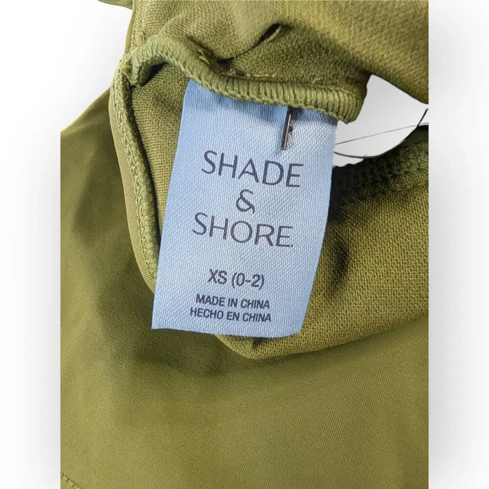 Shade & Shore Army Green Swim Tank Side Gather Size XS Deo Mark